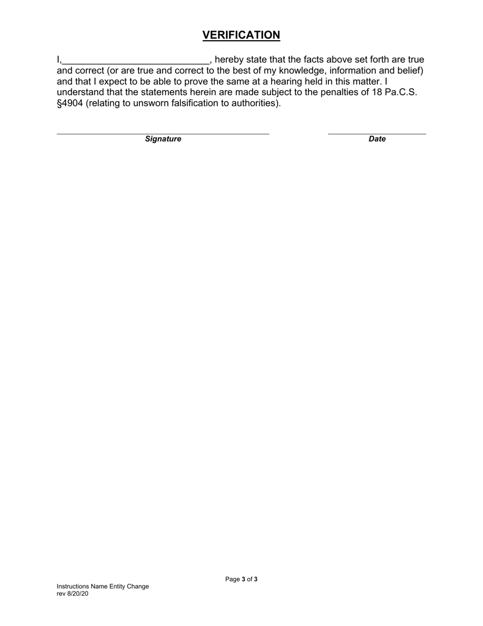 Instructions for Carriers Changes in Name or Entity - Pennsylvania, Page 3