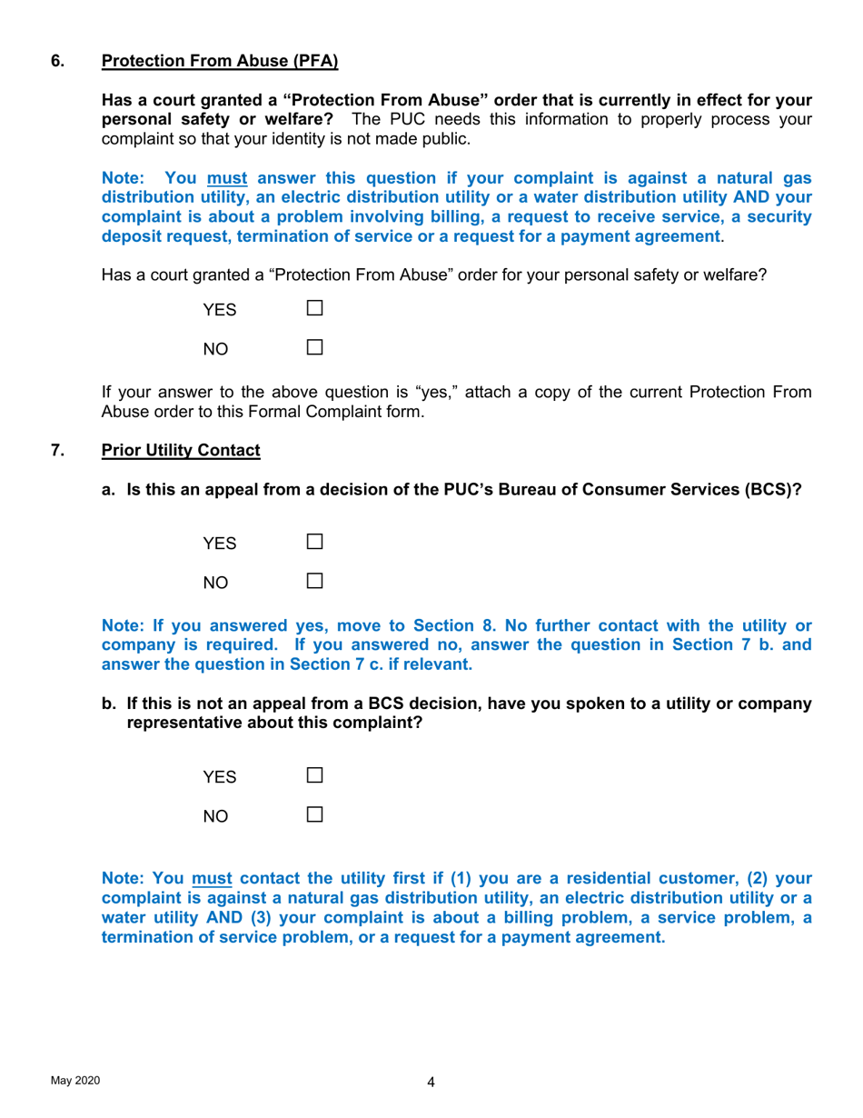 Formal Complaint - Pennsylvania, Page 4