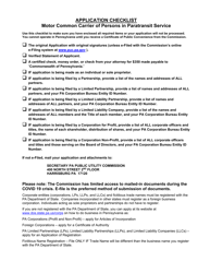 Document preview: Application for Motor Common Carrier of Persons in Paratransit Service - Pennsylvania