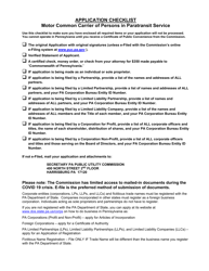 Application for Motor Common Carrier of Persons in Paratransit Service - Pennsylvania