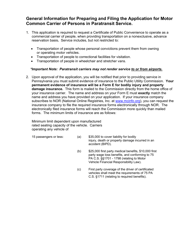 Application for Motor Common Carrier of Persons in Paratransit Service - Pennsylvania, Page 2