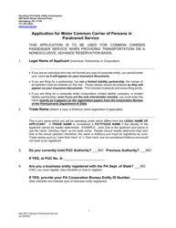 Application for Motor Common Carrier of Persons in Paratransit Service - Pennsylvania, Page 3