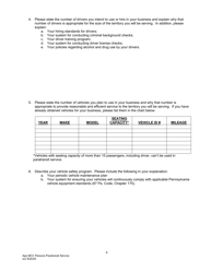 Application for Motor Common Carrier of Persons in Paratransit Service - Pennsylvania, Page 8