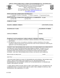 Application Form for Alternative/Experimental Technology - Rhode Island