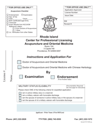 Document preview: Application for Doctor of Acupuncture and Oriental Medicine/Doctor of Acupuncture and Oriental Medicine With Chinese Herbology - Rhode Island