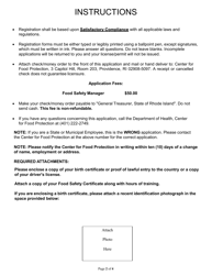 Application for Manager Certified in Food Safety - Rhode Island, Page 2