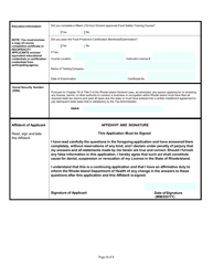 Application for Manager Certified in Food Safety (State/Municipal) - Rhode Island, Page 4