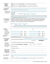 Application for Licensure as a Pharmacy Technician - Rhode Island, Page 4