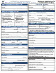 Form TR-1 Application for Registration and Title Certificate - Rhode Island