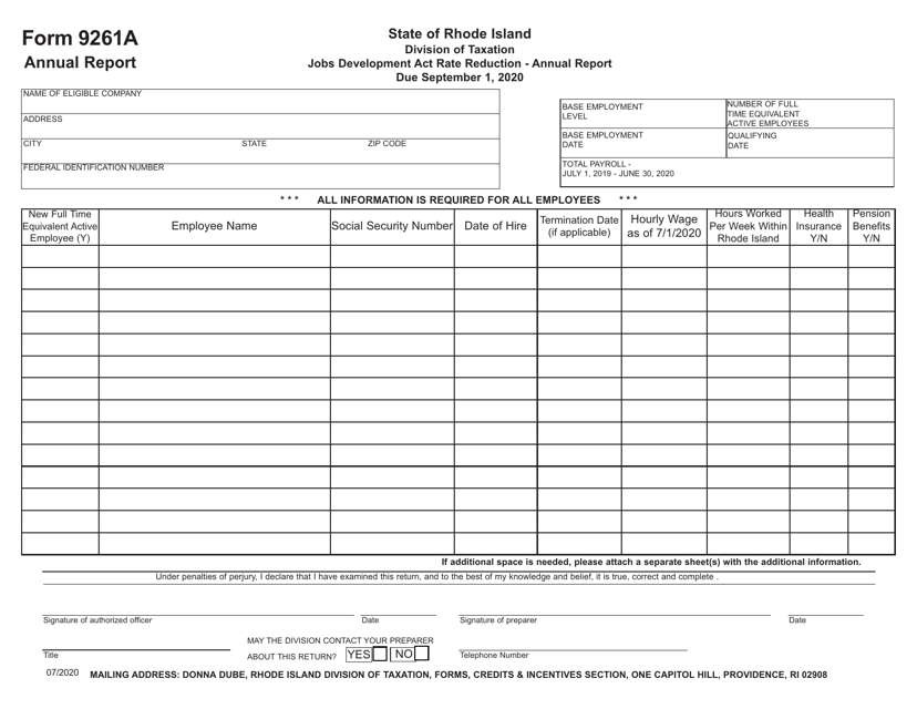 Form 9261A  Printable Pdf
