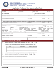 Application for School Bus Operator&#039;s Certificate - Rhode Island
