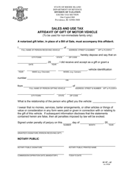 Document preview: Form SU87-65 Sales and Use Tax Affidavit of Gift of Motor Vehicle - Rhode Island