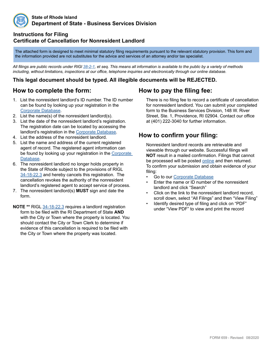 Form 659 Download Fillable PDF or Fill Online Certificate of