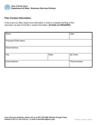Form 622 Application for Registration of Corporate Name - Foreign Business Corporation - Rhode Island, Page 3