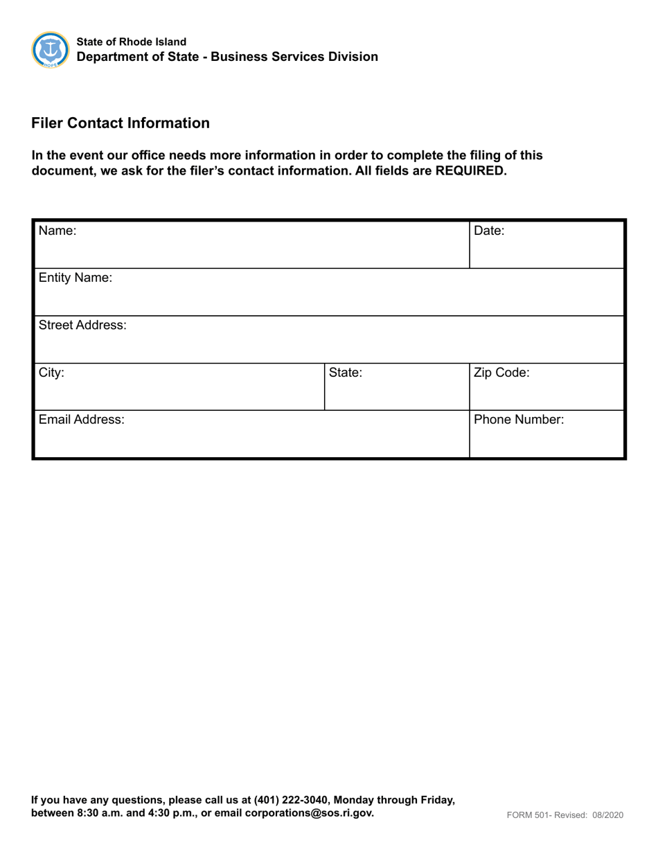 Form 501 Notice of Withdrawal - Domestic or Foreign Limited Liability Partnership - Rhode Island, Page 3