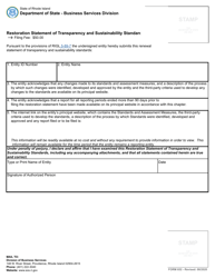 Form 652 Restoration Statement of Transparency and Sustainability Standards - Rhode Island, Page 2