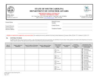 Document preview: Preened Funeral Contracts Monthly Reporting Form - South Carolina