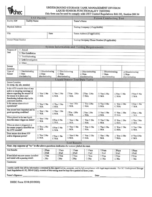 DHEC Form 3318  Printable Pdf