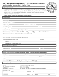Document preview: Application for Approval of a Marine Event - South Carolina