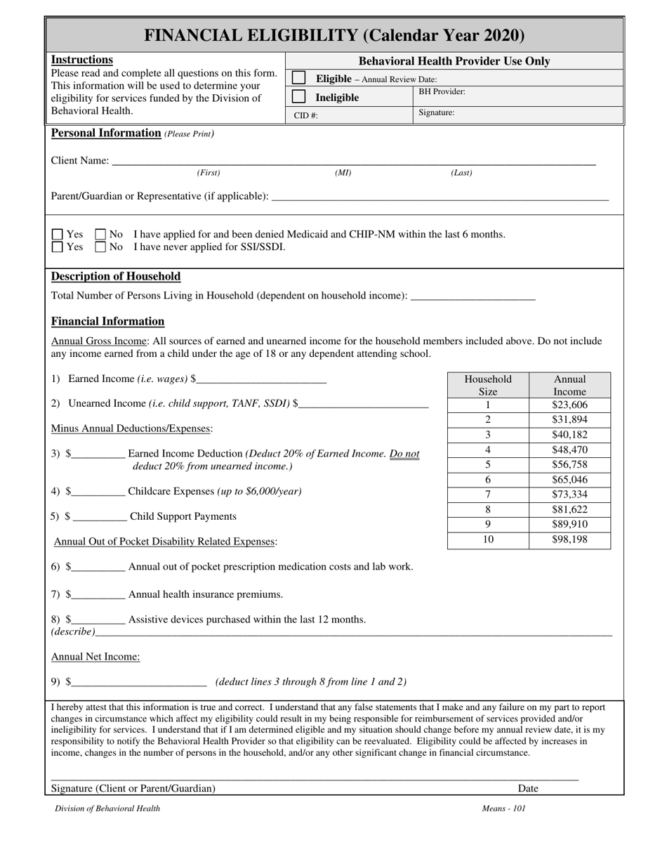 2020 South Dakota Financial Eligibility Download Printable PDF ...