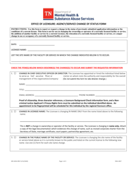 Form MH-4454 Office of Licensure: Agency/Service Change of Status Form - Tennessee