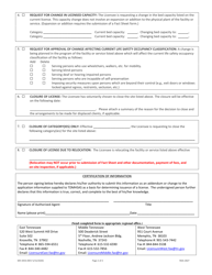 Form MH-4454 Office of Licensure: Agency/Service Change of Status Form - Tennessee, Page 2