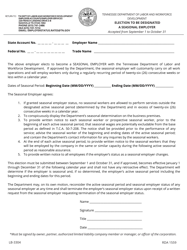 Document preview: Form LB-3304 Election to Be Designated a Seasonal Employer - Tennessee
