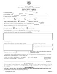 Form LB-0489 Separation Notice - Tennessee, Page 2
