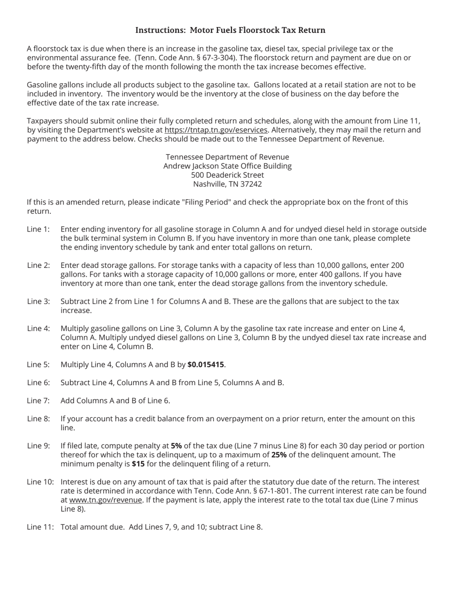 Form PET369 (RV-R00103) Motor Fuels Floorstock Tax Return - Tennessee, Page 3