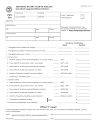 Document preview: Form PET354 (RV-R0008401) Specialized Equipment Claim for Refund - Tennessee