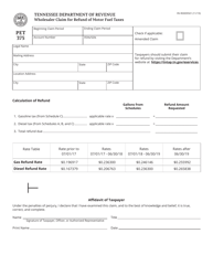 Document preview: Form PET375 (RV-R0009501) Wholesaler Claim for Refund of Motor Fuel Taxes - Tennessee
