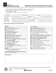 Form CS-0780 &quot;Help Desk (Hd) Ticket Request for Providers&quot; - Tennessee