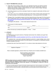 Form PWD1021 Exotic Species Research Permit Application (For Exotic Fish, Shellfish, and Aquatic Plants) - Texas, Page 2
