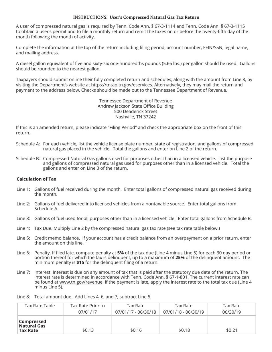 Form RV-R0007901 (PET366) Users Compressed Natural Gas Tax Return - Tennessee, Page 3
