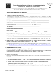 Document preview: Form PWD-1022 Exotic Species Research Permit Renewal Application - Texas