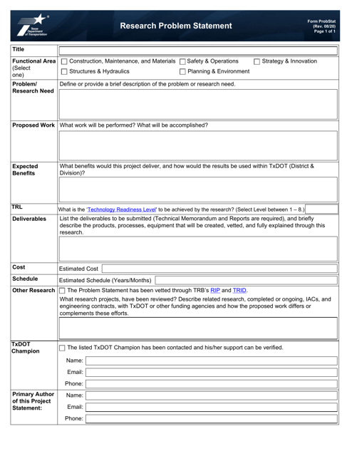 Form PROBSTAT  Printable Pdf