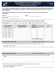 Form ADP-4901 M/S Disadvantaged Business Enterprise (Dbe) Program Material Supplier Commitment Agreement Form for Alternative Delivery Projects - Texas