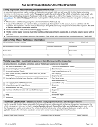 Form VTR-64 Ase Safety Inspection for Assembled Vehicles - Texas, Page 2