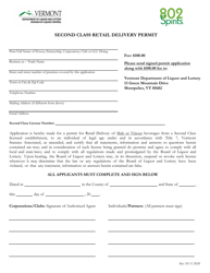 Second Class Retail Delivery Permit - Vermont