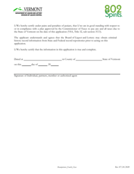 Application for License by Licensed Manufacturer or Rectifier to Sell Vinous/Malt/Spirituous Beverages - Vermont, Page 2