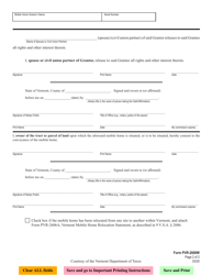 Form PVR-2606W Mobile Home Warranty Deed - Vermont, Page 2
