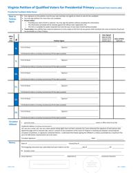 Form ELECT-545 Virginia Petition of Qualified Voters for Presidential Primary - Virginia, Page 2