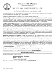 Form ST-50 Temporary Sales Tax Certificate/Return (Use for Shows or Events July 1, 2020 - September 30, 2020) - Virginia
