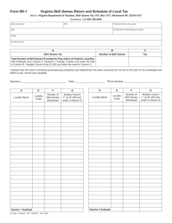 Form SK-1 &quot;Virginia Skill Games Return and Schedule of Local Tax&quot; - Virginia