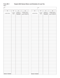 Form SK-1 Virginia Skill Games Return and Schedule of Local Tax - Virginia, Page 2