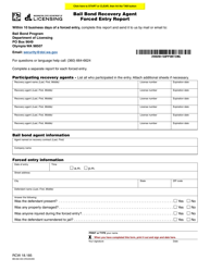 Document preview: Form BB-692-003 Bail Bond Recovery Agent Forced Entry Report - Washington