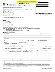 Form BB-692-001 Bail Bond Agent License Application - Washington