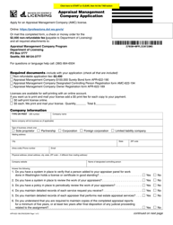 Form APR-622-188 Appraisal Management Company Application - Washington