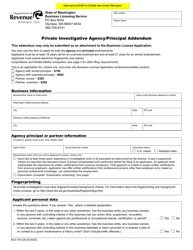 Document preview: Form BLS-700-320 Private Investigative Agency/Principal Addendum - Washington
