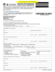 Form CEM650-005 Cemetery Prearrangement Sales License Application - Washington